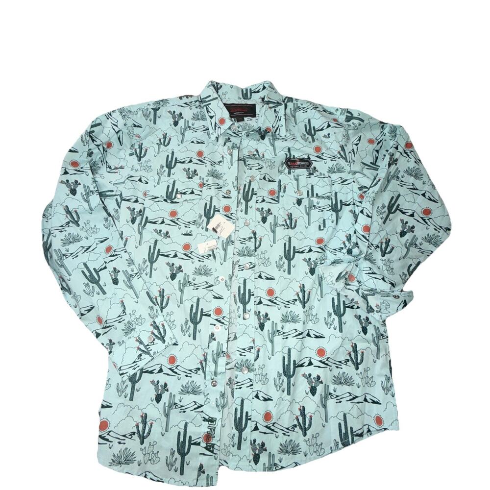 NWT Rock&Roll Denim MEN XL Western Pearl Snap Shirt cactus Desert Ranch (AI9)